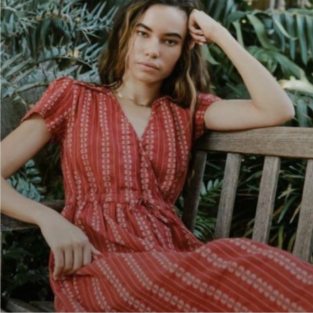 Christy Dawn Hibiscus Zinnia Stripe Dawn Dress M